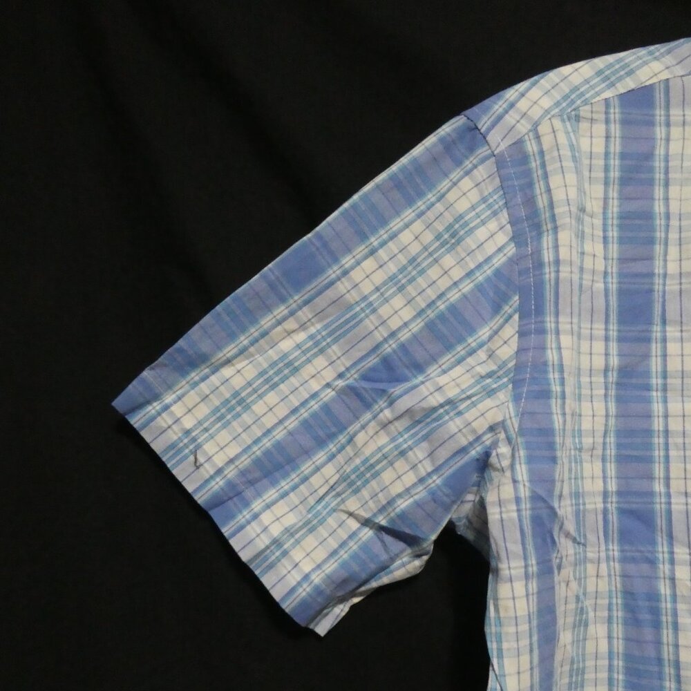 U.S. POLO ASSN. | medium | Plaid Button-Up Blue and White Short Sleeve Shirt - Picture 3 of 16